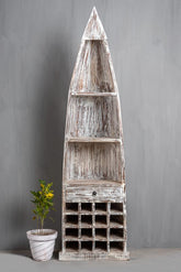 Rajasthan Handcarved Reclaimed Indian Furniture Wooden Boat Bar Rack